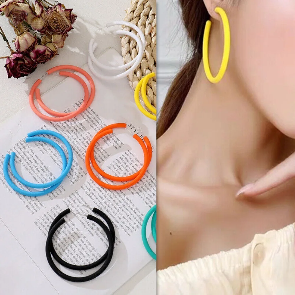 1 pair Funny Acrylic Circular Earrings Circle Jewelry Acrylic Earrings Round Popular Accessories Gift