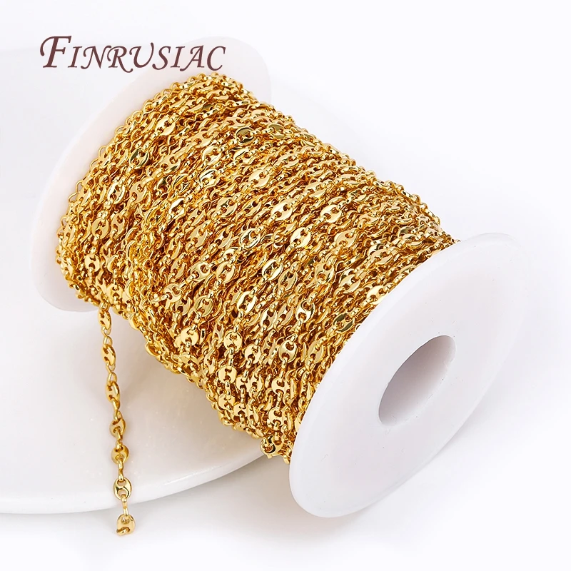 18K Real Gold Plated Metal Chains For Jewelry Pig Nose Chain For Necklace Making DIY Bracelets Accessories,Bulk Chain Thin chain