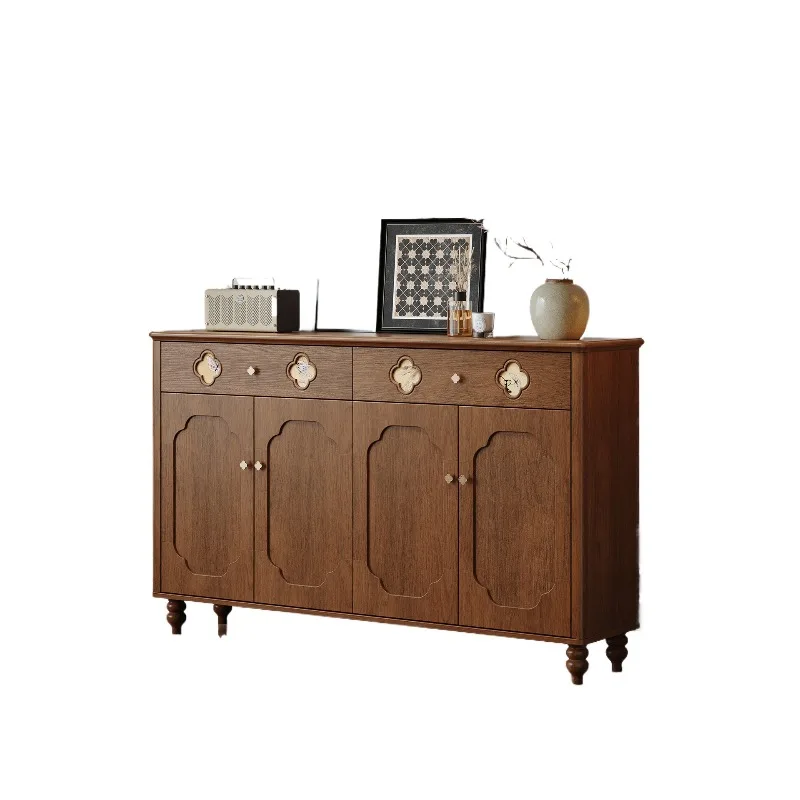 

medieval solid wood shoe cabinet, integrated wall storage cabinet at the entrance of the home, large-capacity multi-layer