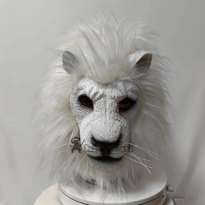 Máscara de leão de látex, macia, engraçada, festa, máscaras de animais, cabelo de leão, adulto, coringa, máscara de halloween, fantasia, bola, adereços, tamanho único