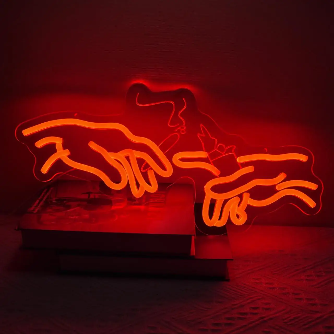 Hand Smoke Neon Sign USB Dimmable LED Neon Lights for Home Bar Pub Man Cave Smoking Lounge Recreation Room Party Wall Decor