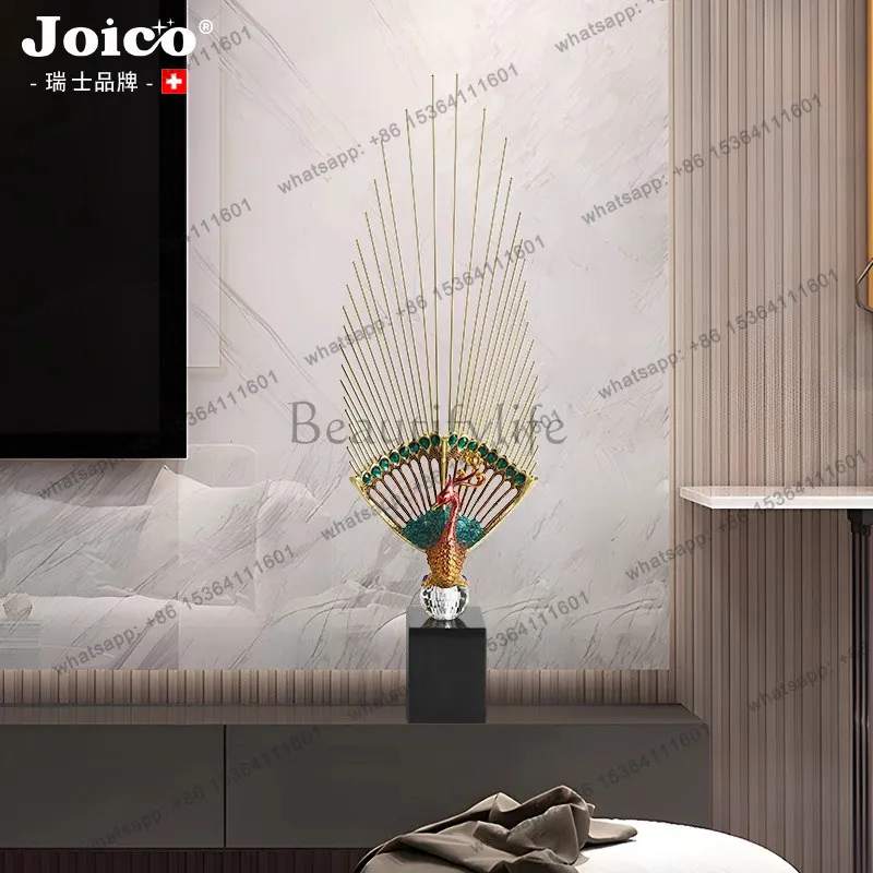 Ornament light luxury minimalist high sense art peacock living room entrance niche TV cabinet decoration