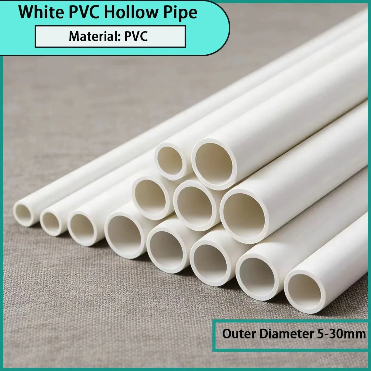 White PVC Hollow Pipe with an Outer Diameter of 5-30mm Is Used for Building Water Supply and Drainage, Wire Conduit, Etc