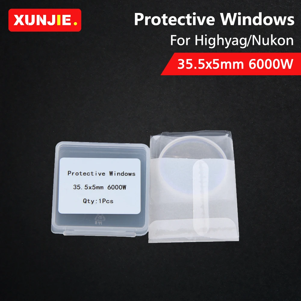 XUNJIE 10Pcs/lot Fiber Laser Protective Windows Glass 35.5*5mm 6000W Optical Lens For Highyag/Nukon Fiber Laser Cutting Machine