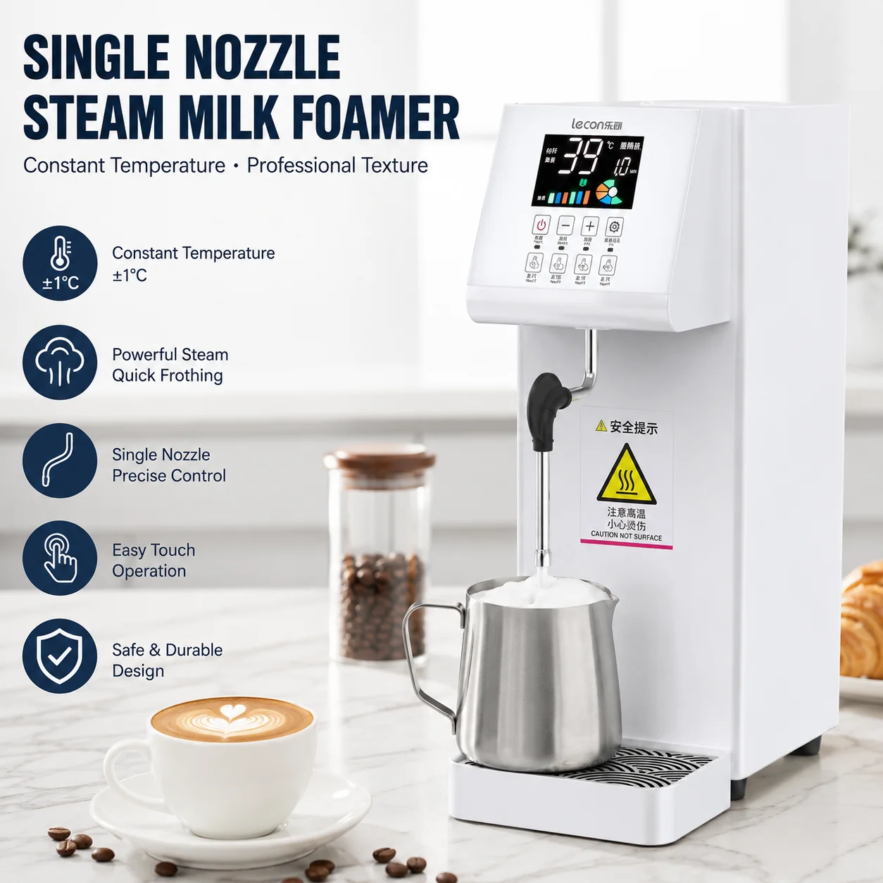 Commercial Automatic Bubble Steamer Milk Frother Fully Single Head Steam Milk Foam Machine Coffee Frother