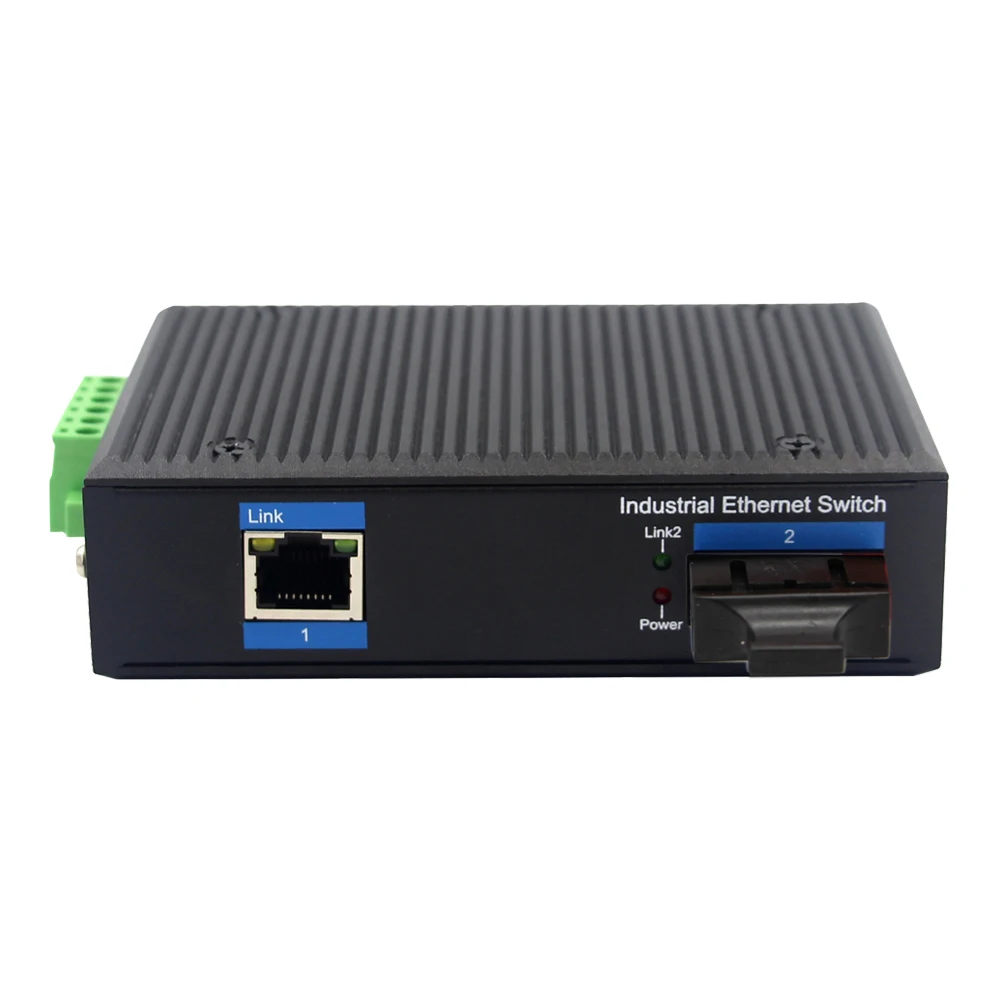 Mini Industrial 100BASE-FX 10/100BASE-T 30W PoE Ethernet Media Converter Plug Play 20km Distance 1310nm Fiber Optic Equipment