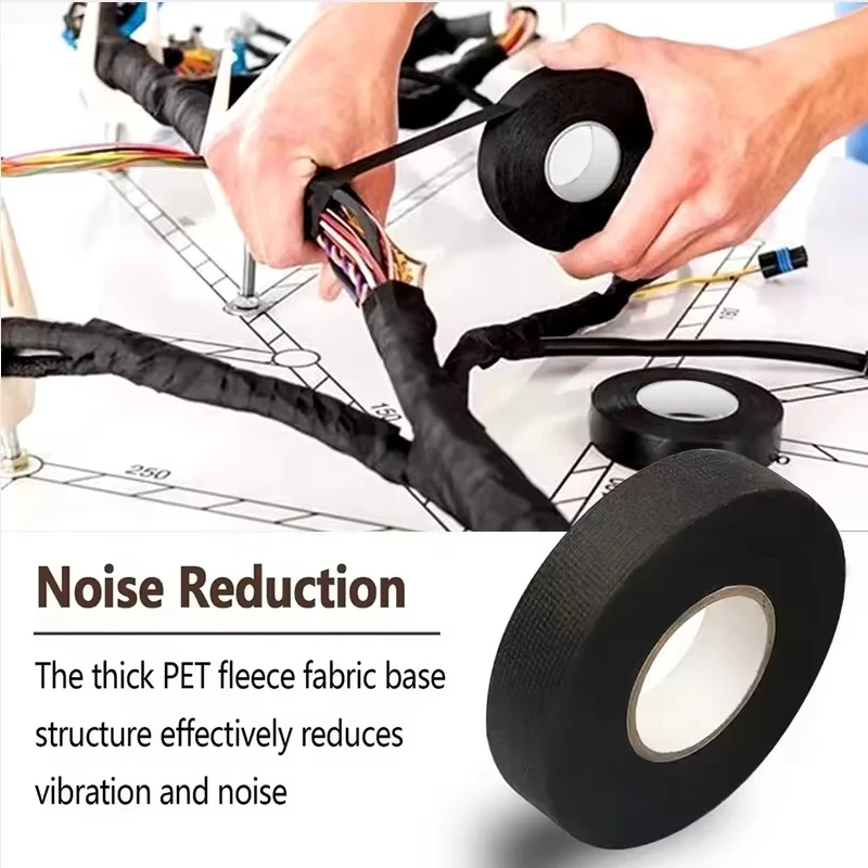 High Temperature Wire Harness Cloth Tape Automotive Cable Loom Heatproof Fabric Adhesive Tape for Engine Electrical Insulation