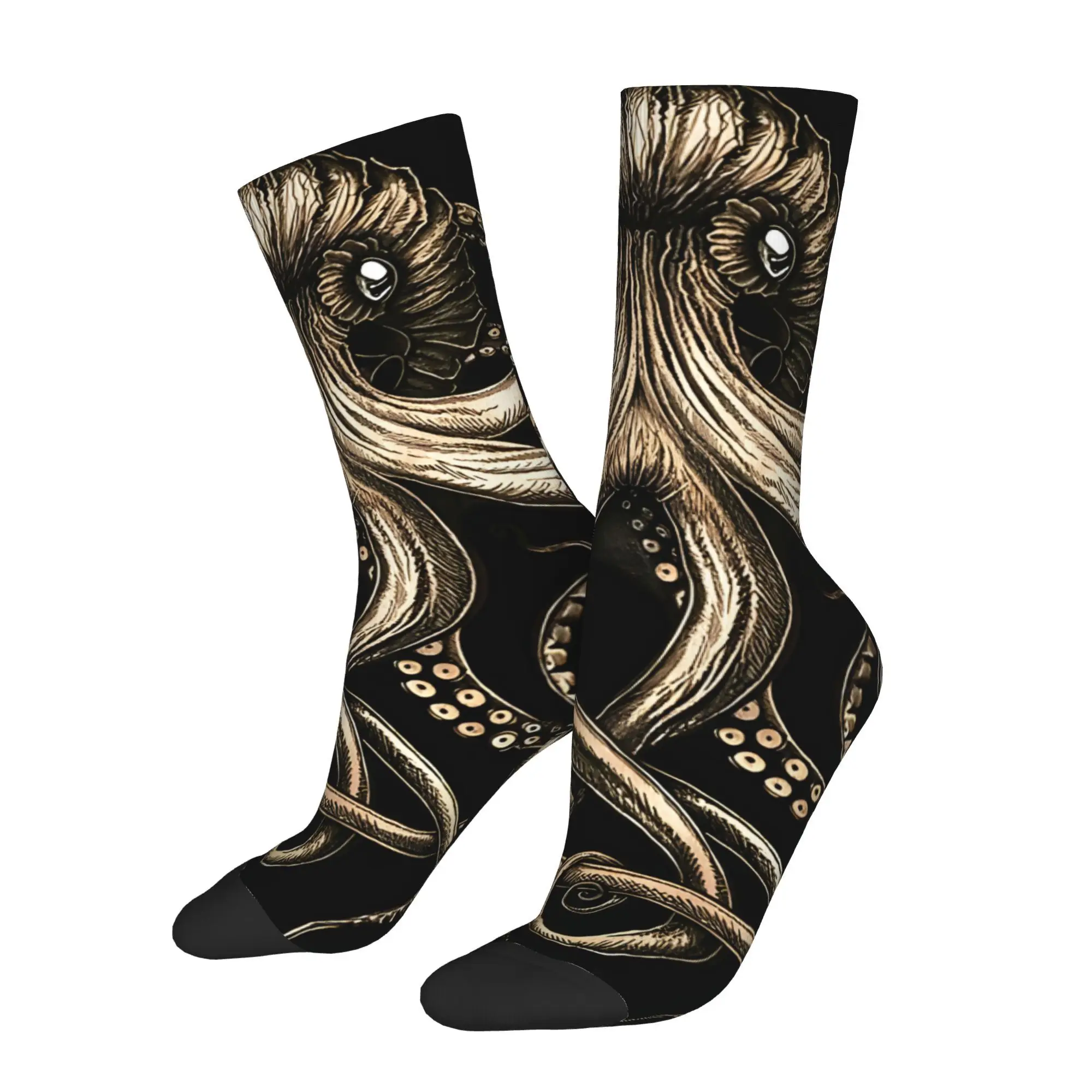 

Funny Sock for Men Bronze Kraken Hip Hop Vintage Happy Quality Pattern Printed Crew Sock Casual Gift