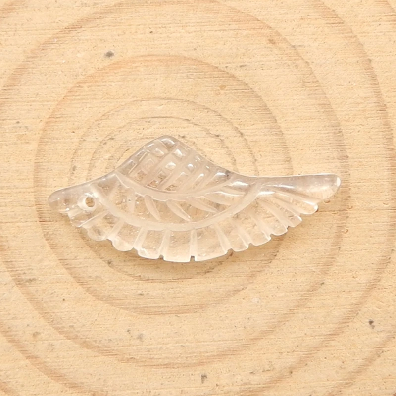 

White Quartz Wing-Shaped Pendant, Clear Gemstone, Jewelry Component 28x12x4mm-1.5g