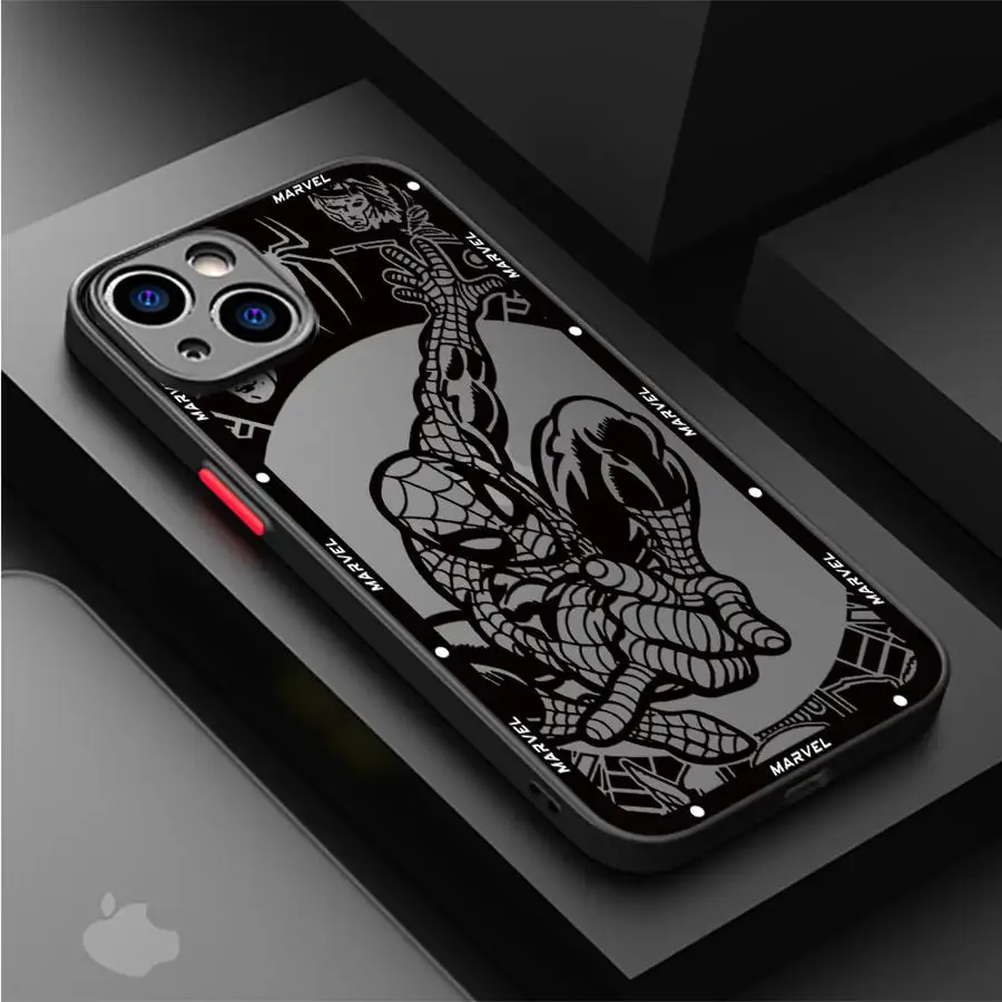 Marvel Iron Man Sqiderman Phone Case for Apple iPhone 16 14 Pro XR 15ProMax 13 Mini SE 7 8 Plus 12 11 Pro XS Max 14 Cover