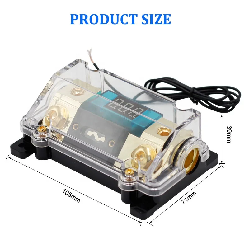 0/2/4 AWG Gauge Car Stereo Audio LED Display Digital Voltage 100 Amp Inline ANL Fuse Holder