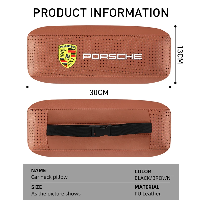 Car Neck Pillows Both Side Pu Leather Pack Headrest for Porsche courtesy lamp 997 Cayenne 911 Panamera S3/S4Macan