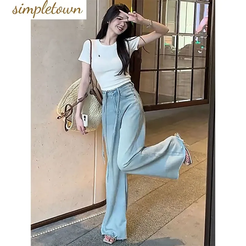 

2023 Spring/Summer New Light Straight Leg Jeans Spring High Waist Versatile Loose Wide Fashion Pant Trend