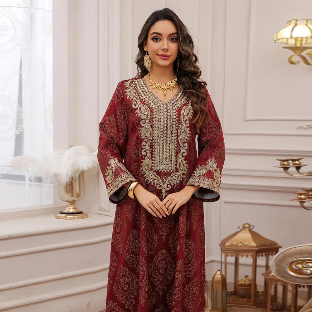 

Мусульманское платье Дубай Турция женское элегантное вечернее платье с вышивкой Джалабия халат исламская праздничная одежда Ид Джеллаба кафтан Vestidos