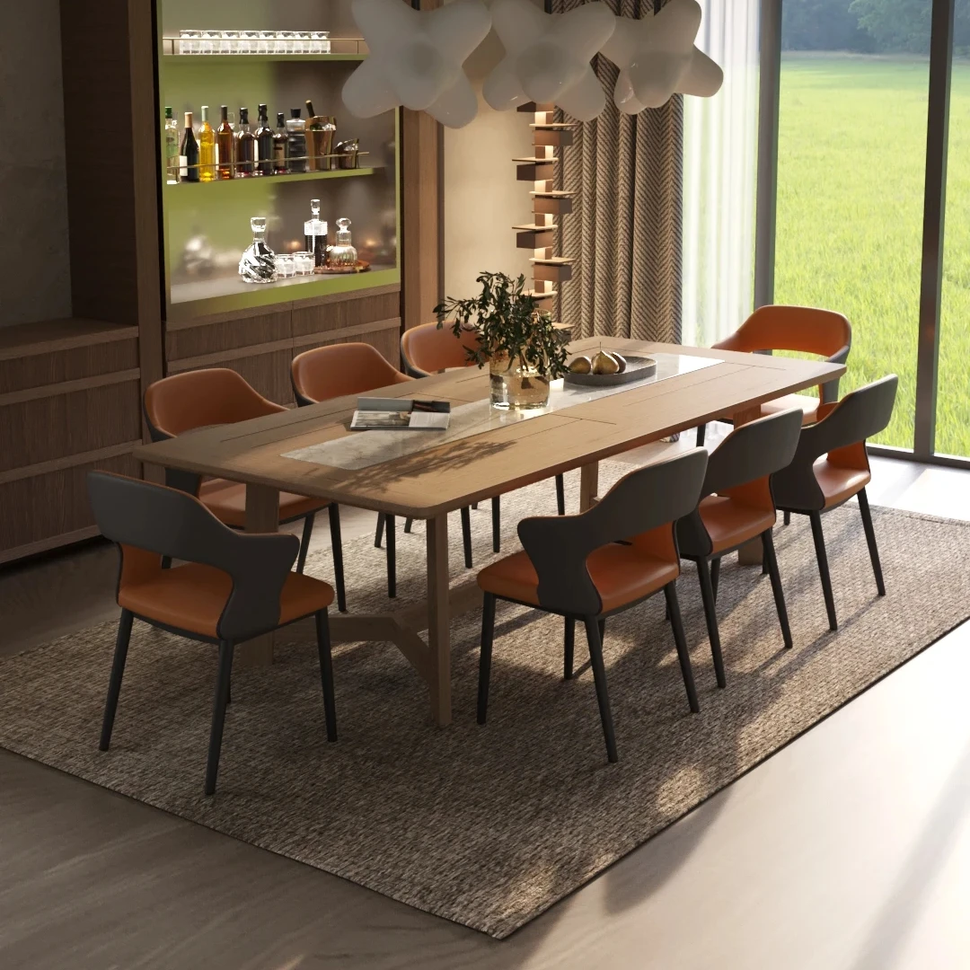 Modern Nordic Style Colorful Household Restaurant Furniture Leather Dining Room Chairs With Metal Frame Home Furniture