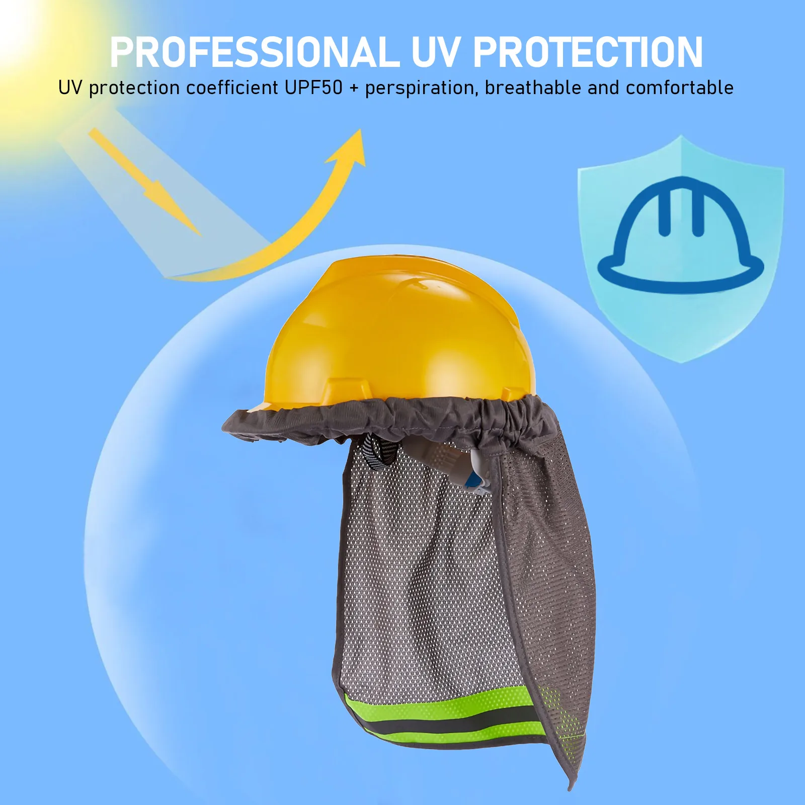 

Hardhat Neck Shade Reflective Cover Hardhats Construction Men Accessories Summer Sun Grey Polyester Polyester Helmet Safety Work