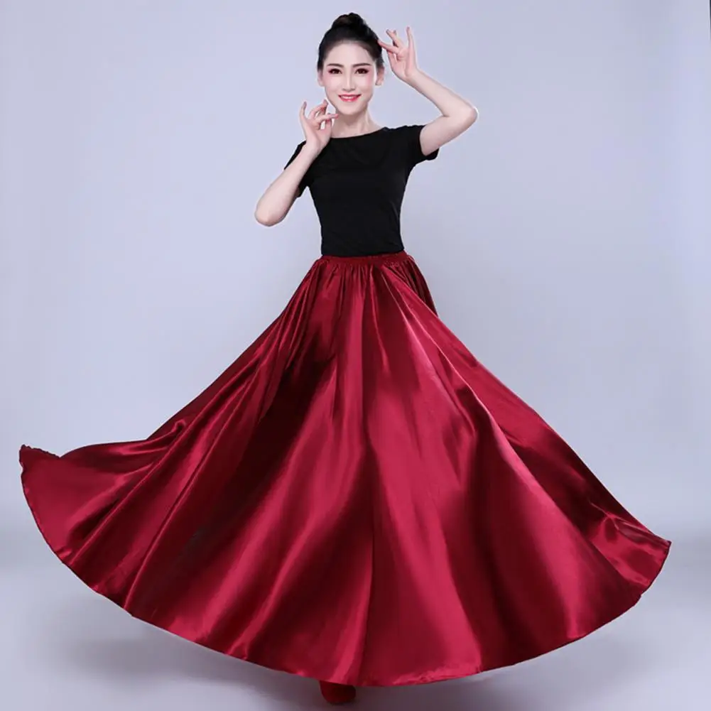 Women Dance Skirt Modern Performance Chorus Singing Dress Dancing Practice Long Skirt Stage Performance Solid Color Maxi Skirts