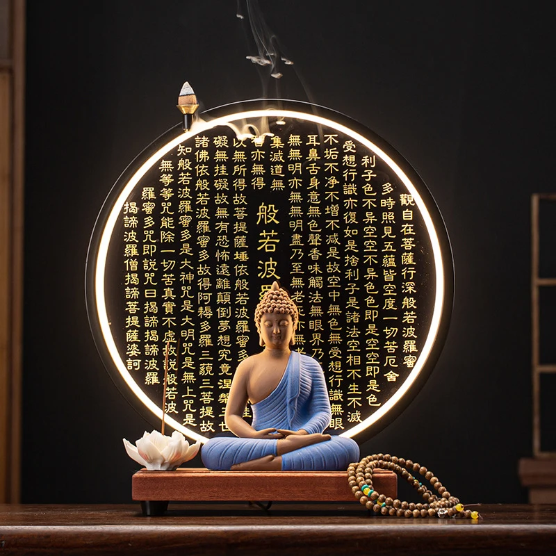 New Chinese-Style Buddha Statue Lamp Ornament, Ceramic Shakyamuni, Creative Zen-Inspired Decoration For Living Room, Office, And