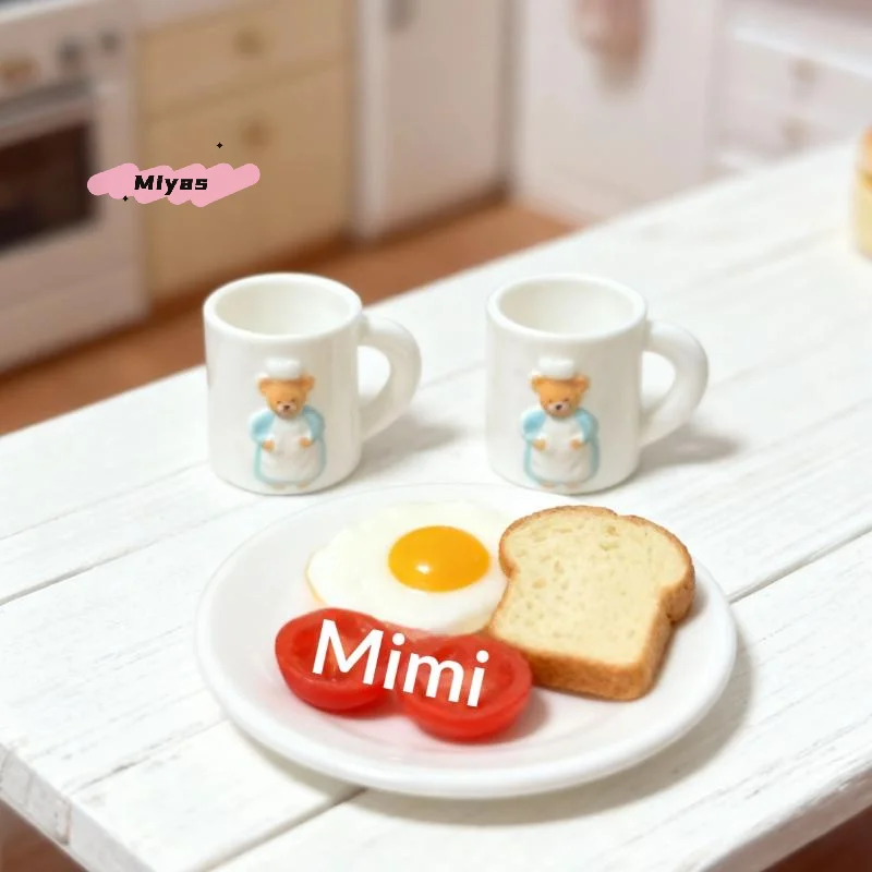 Tasse ours Miniature, tasses d'eau pour maison de poupée, modèle de décoration de scène de maison, accessoires de maison de poupée, jouets de jeu de simulation, 2 pièces