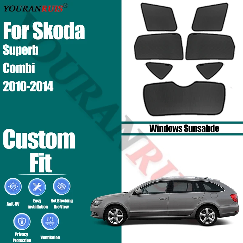 

Customize For Skoda Superb Combi 2010-2014 Car Side Windows Sunshade Curtains Mesh Heat Insulation Protect Privacy Accessories