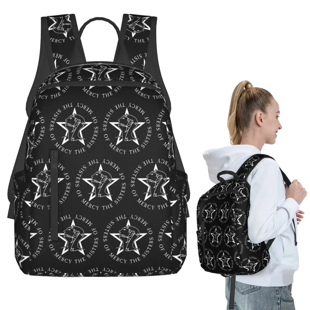 Round Text Logo Goth The Sisters Of Mercy Backpack Student BookBag Children School Bag Computer Shoulder Bags Men Women