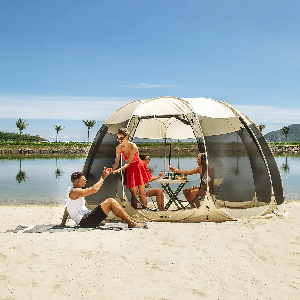 Tenda layar luar ruangan, kanopi tenda ruang Pop-up instan-layar besar rumah Gazebo kanopi untuk piknik, tidak tahan air