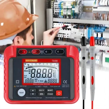 Digital insulation resistance meter insulated tester 0.1MΩ-10GΩ megohmmeter 2000 counts AC DC 10-600V DAR PI index with backlight