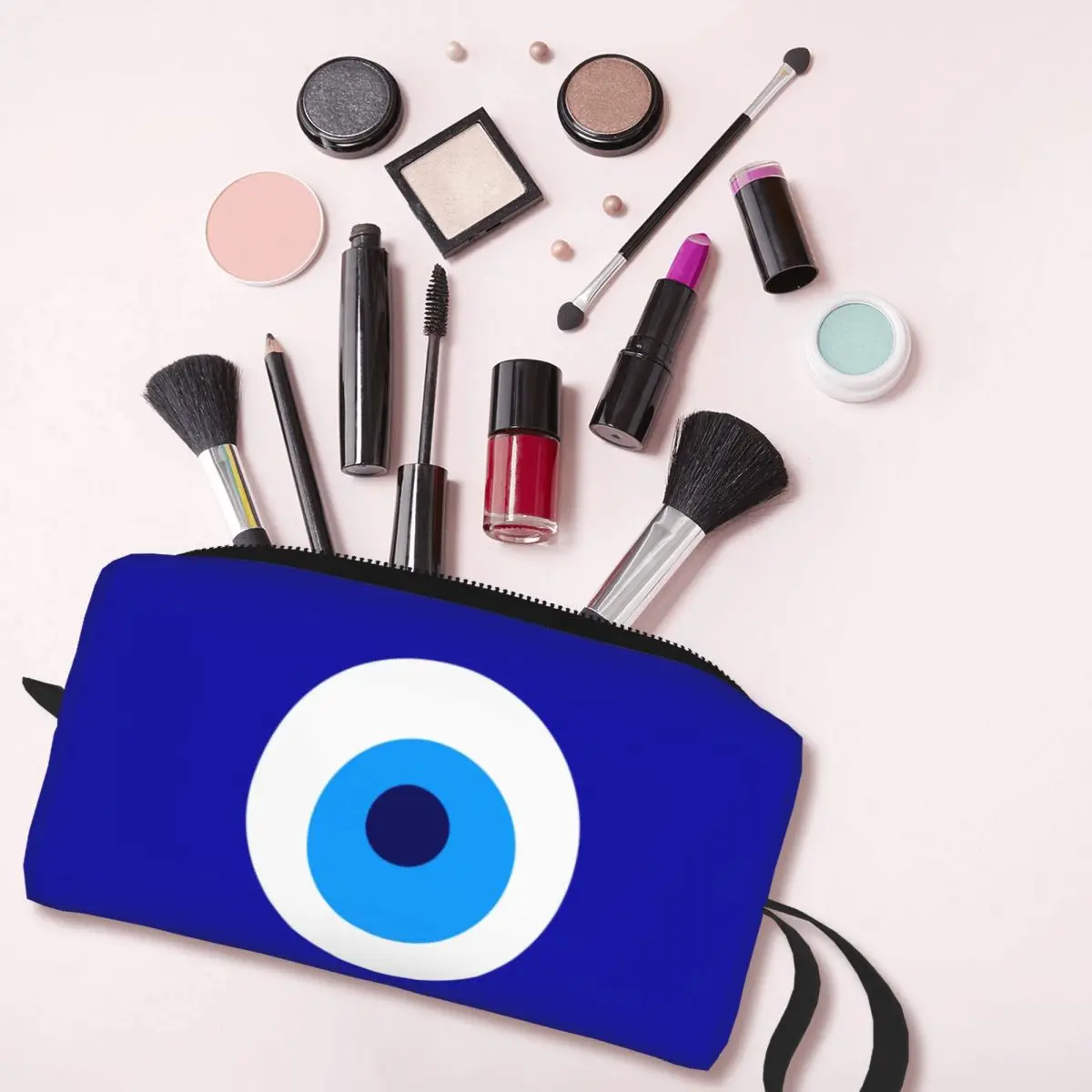 Nazar Evil Eye Protection Symbol Makeup Bag for Women Travel Cosmetic Organizer Cute Amulet Turkish Storage Toiletry Bags