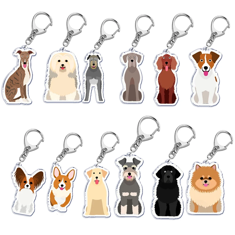 Cute Dog Bulldog Pug Dachshund Key Chain Keychains Ring for Accessories Bag Pendant Keyring Jewelry Pet Souvenir Friends Gifts