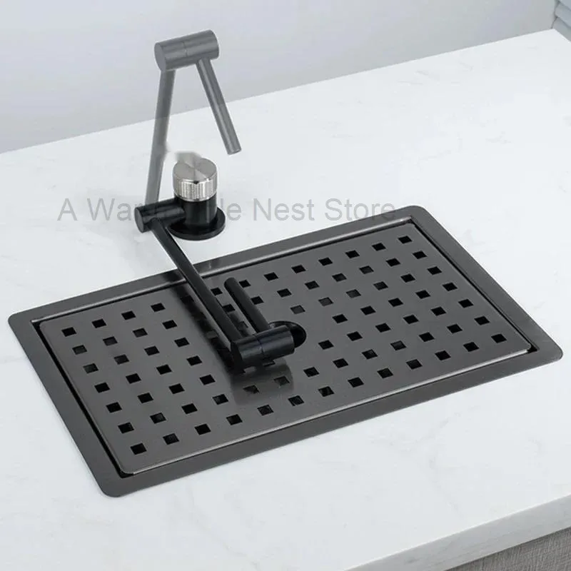 

Nano Sink Hidden Stainless Steel Kitchen Sinks Island Bar Invisible Mini Small Single Sink Pantry with Cover Kitchen Fixture