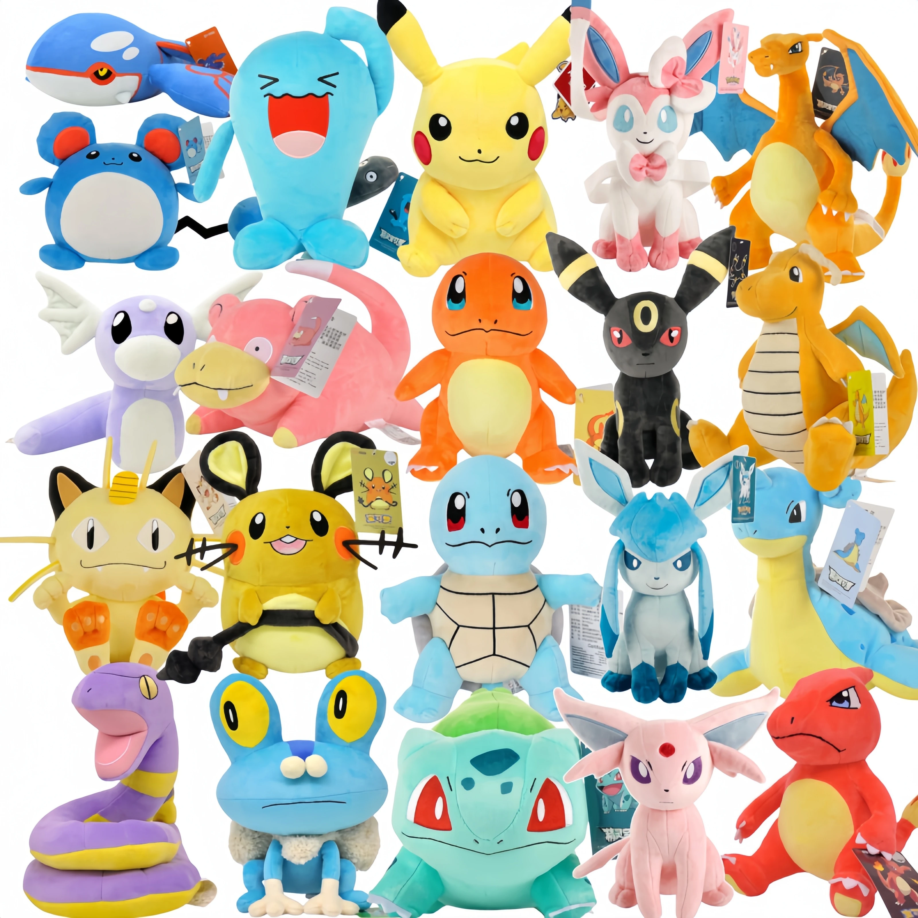 Pokemon Plush Toy High Quality With Tag Anime Cartoon Pikachu Charmander Squirtle Bulbasaur Gengar Stuffed Doll Gift For Kids