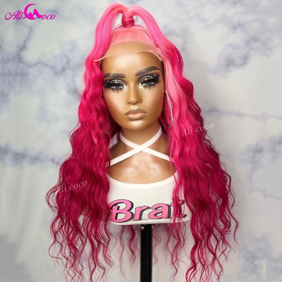 

13x4 13X6 Omber Pink Human Hair Wigs Lace Front Wig Body Wave Lace Frontal Wig For Women Brazilian Remy Hair Pre Plucked