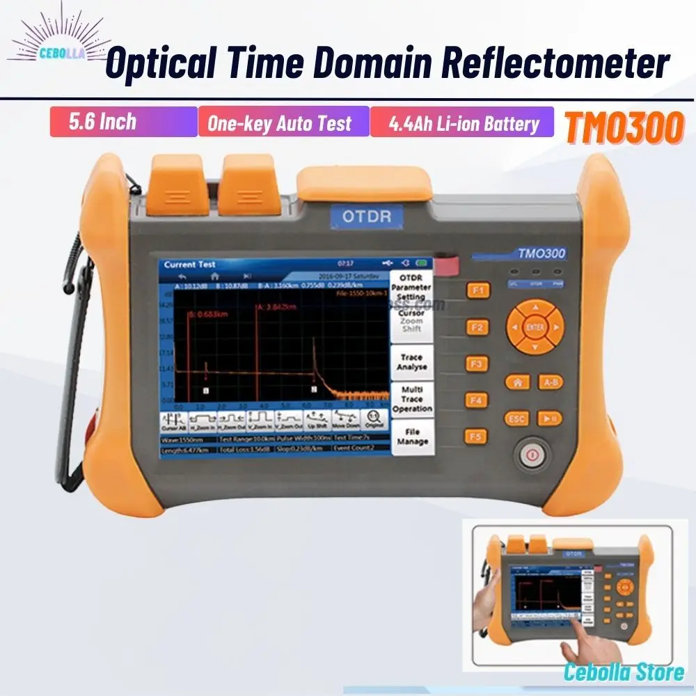 

TMO-300-SM-A Mini OTDR Handheld One-Key Auto Test 1310/1550nm 30/28dB,Integrated VFL,Touch Screen Optic Time Domain Compact OTDR