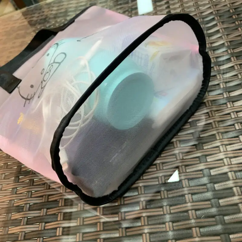 Hellokittyins Cosmetic Bag Mesh Portable Bags for Woman Wash Bag Girl Packet Lace Bucket Bag Fresh Sweet Kawaii Cartoon
