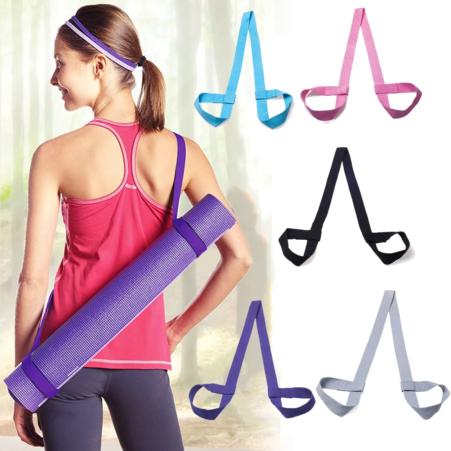 Adjustable Yoga Mat Belts Exercise Stretch Fitness Elastic Storage Ties Sling Pilates Sport Band Yoga Mat Carry Shoulder Strap
