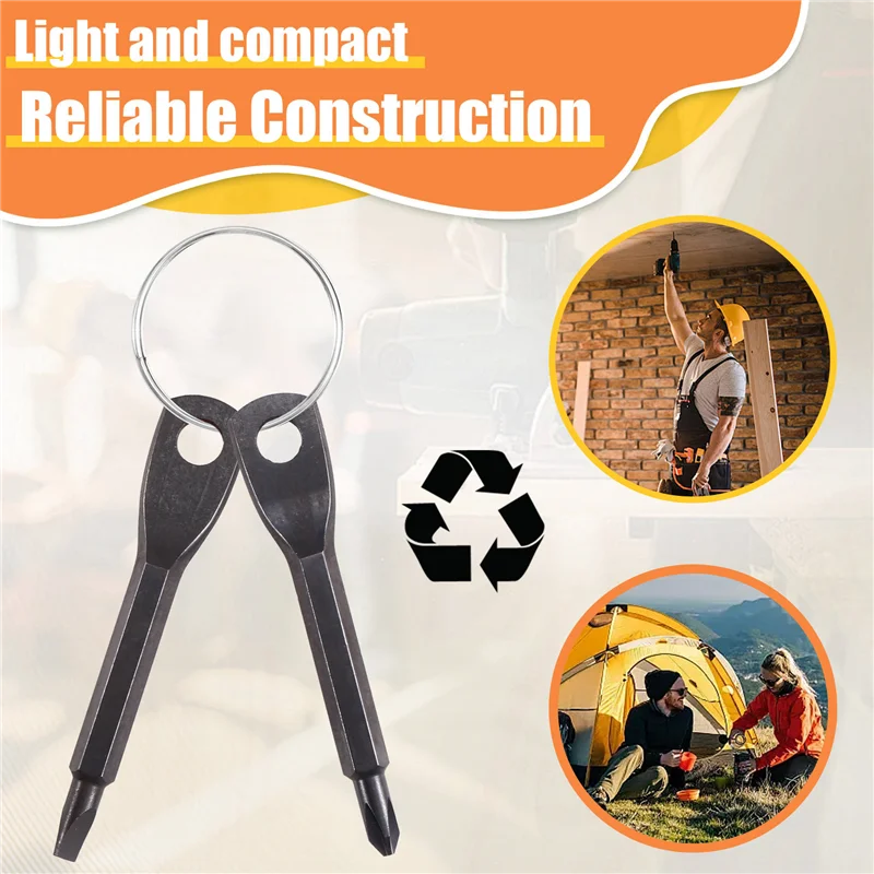 ABZC-10 Set Portable Screwdriver Tool Outdoor EDC Multi-Function Tool Flat-Head Screwdriver Phillips Screwdriver Key Ring