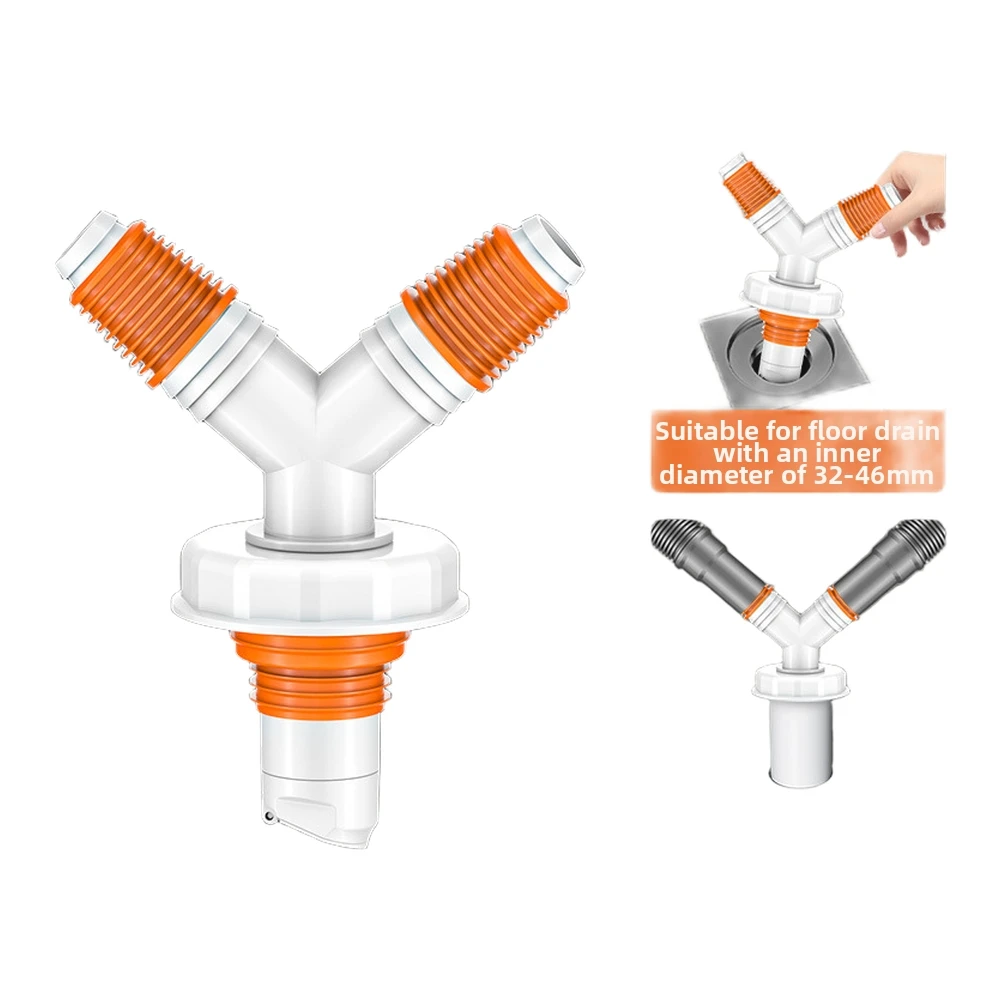 ABS Three Way Drain Connector Y Shape for Washing Machine Drain 40mm 50mm PVC Pipes 13.5x3.1x18.1cm Easy Setup
