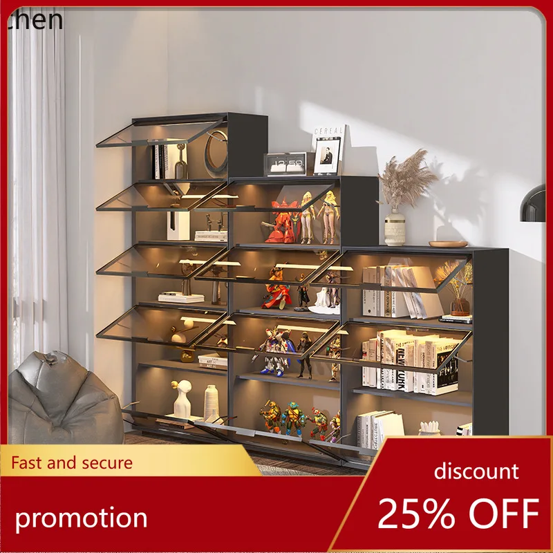 YFY Minimalist Glass Door Bookcase Free Combination Storage Hand Figure Display Cabinet