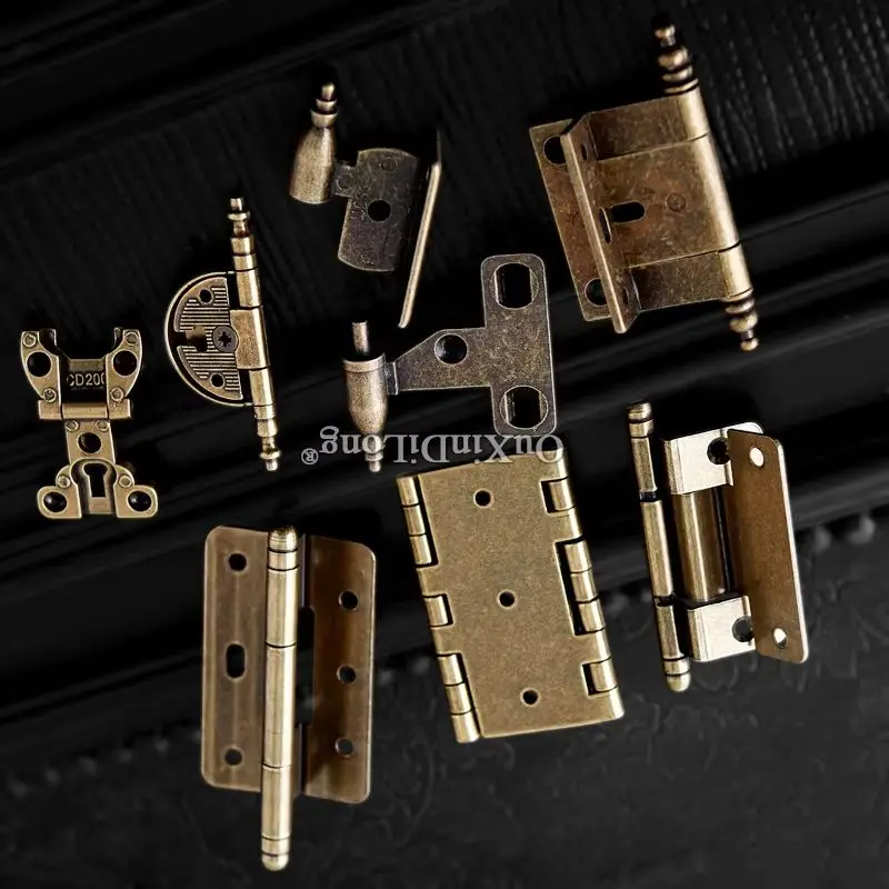 

Retro 8PCS European Antique Furniture Hinges Cupboard Wardrobe Kitchen Cabinet Door Hinges Wooden Cases Jewelry Gift Box Hinges