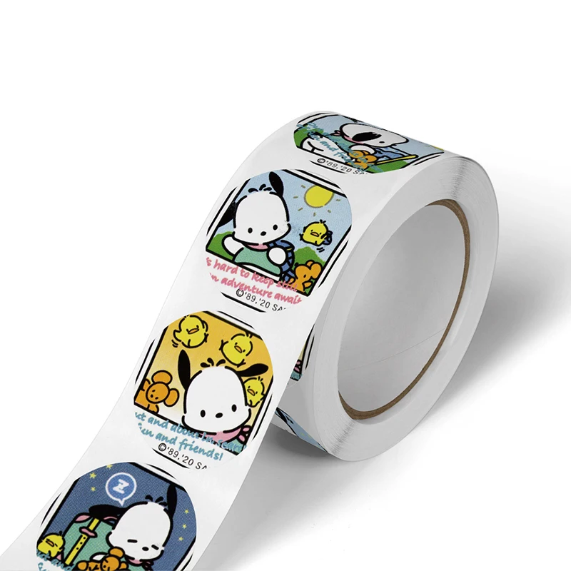 Pegatinas de película Kawaii de Pochacco, pegatina de película de escena de viaje, Cuenta de mano, tarjeta Goo Diy, pegatina decorativa de sello de dibujos animados, 200/500 piezas