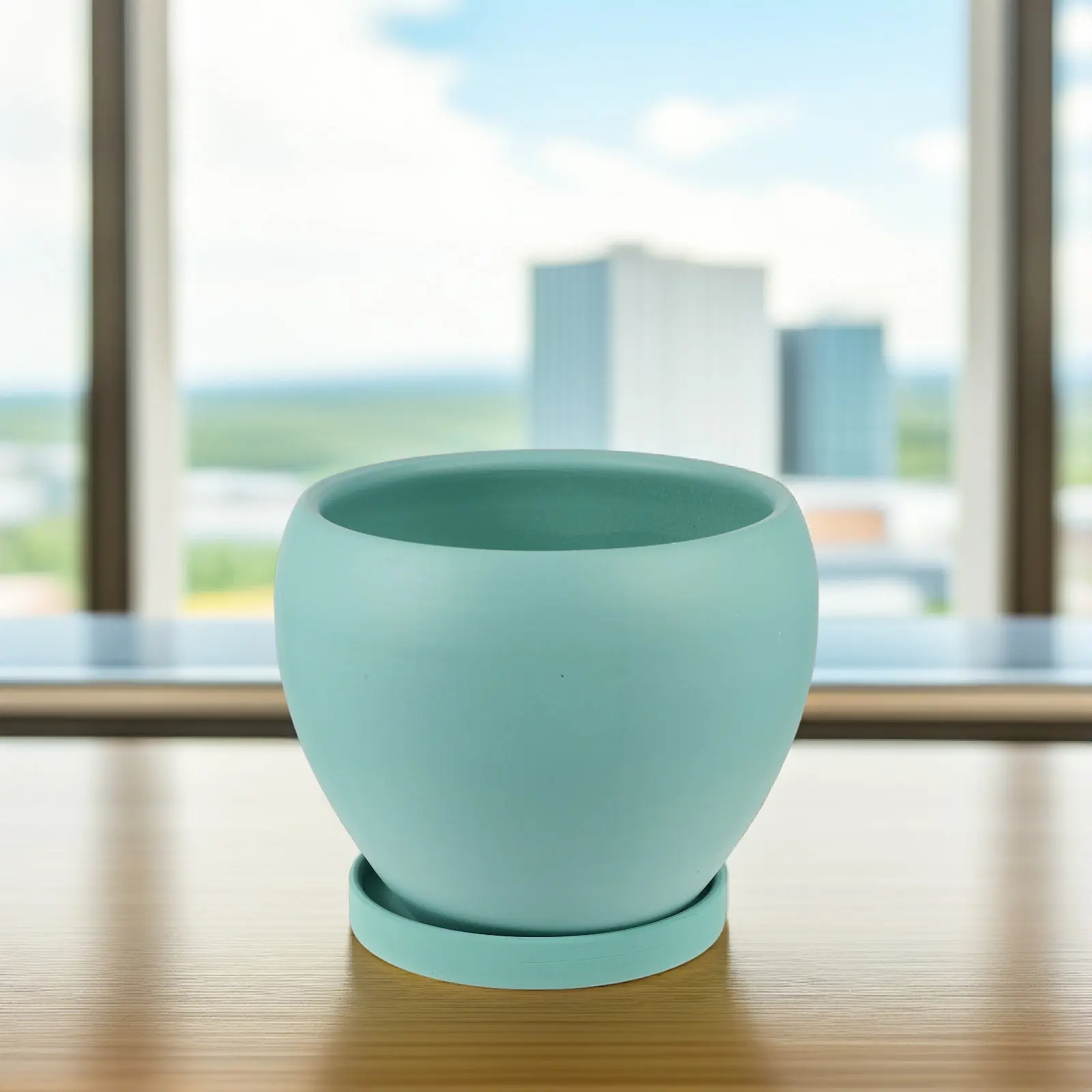 

Ceramic Flower Pot with Tray Drainage Hole Simple Decorative Planter Balcony Indoor Outdoor Garden Succulent Bonsai Plant