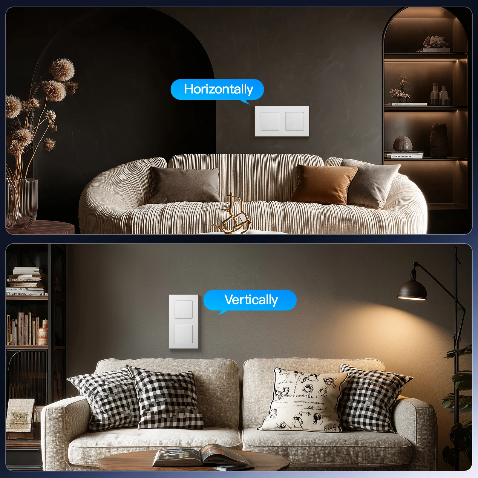 BSEED ZigBee Click Switches Series Wall Smart Light Switch Need Neutral Wire Plastic Frame For Tuya Smart Life APP Switch