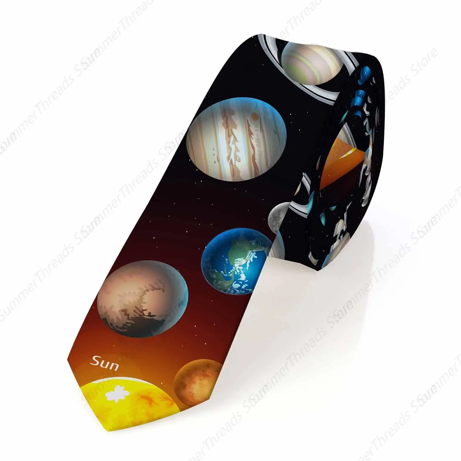 Solar System Men's Neckties Sun Moon Pluto Space Planets Astrology Men's Neckties Festival Gift for Boys Teens Men