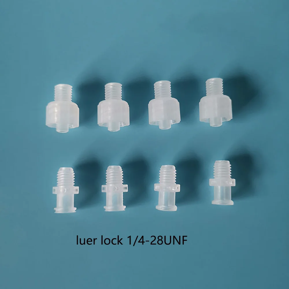 Adaptateur de filetage Luer 1/4-28UNF, plastique PP, assujetd\'air, tuyau, colle intime, sous-emballage, seringue, raccord de baril, connecteur
