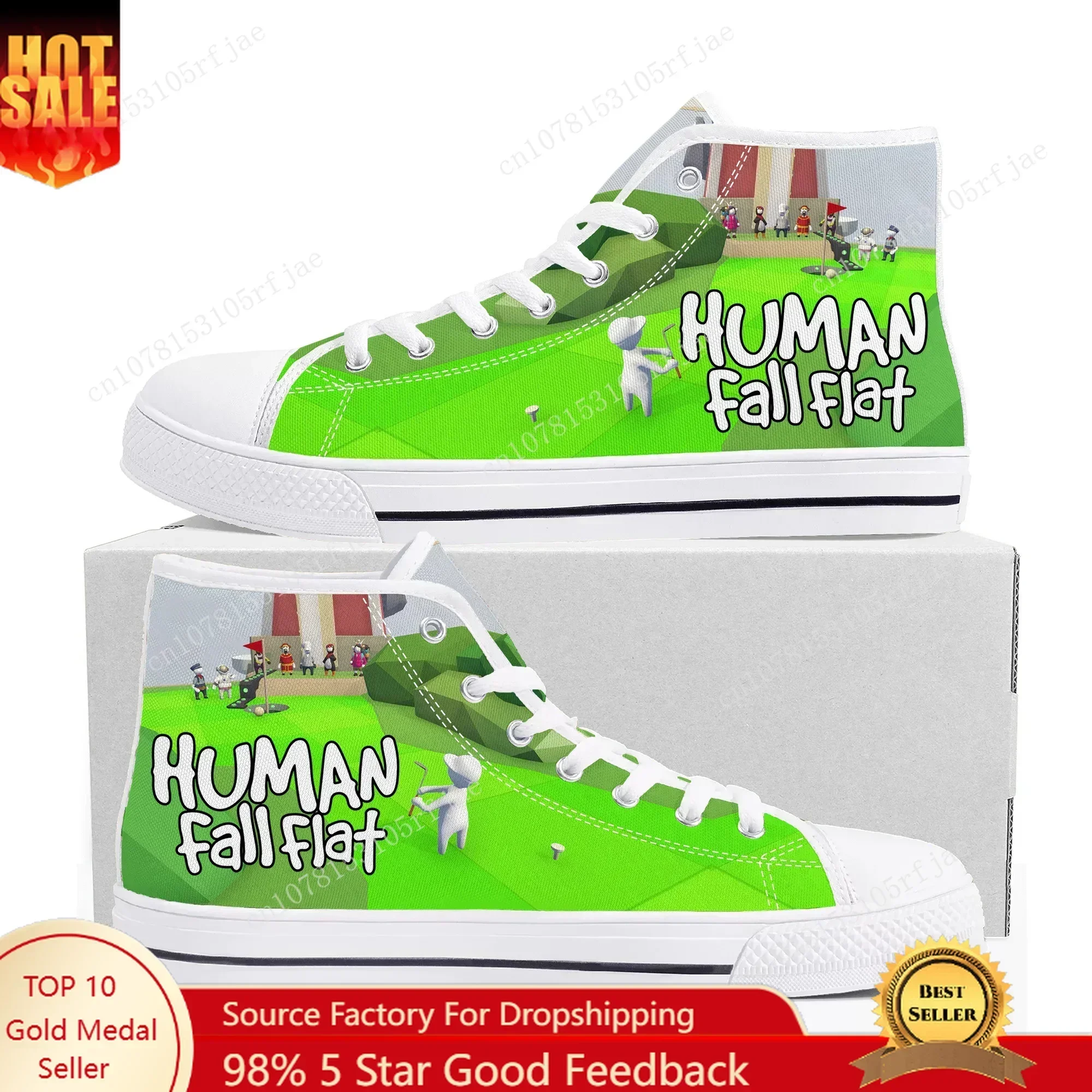 Cartoon Game Human Fall Flat High Top Sneakers Mens Womens Teenager High Quality Canvas Shoes Casual Fashion Tailor Made Sneaker