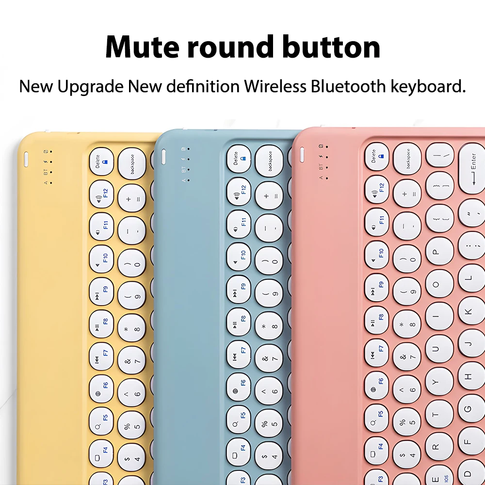 CASEPOKE wireless bluetooth round key silent keyboard suitable For Samsung Xiaomi Google Huawei iPad mobile  keyboard and mouse