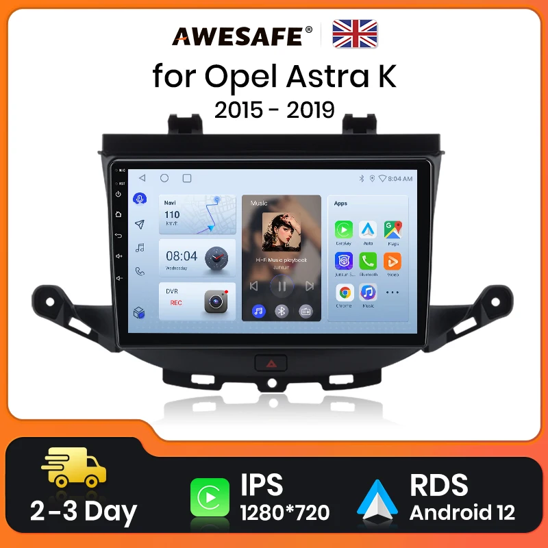 AWESAFE Wireless CarPlay Android Auto Radio For Opel Astra K 2015 2016 2017 - 2019 GPS Navigation Stereo Car Intelligent Systems