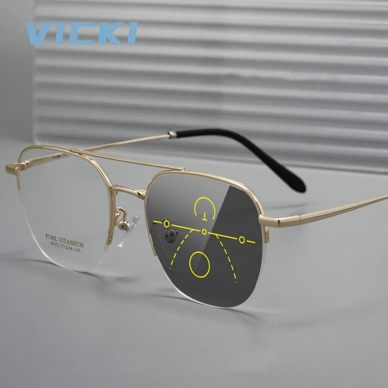 

Очки VICKI Trend с двумя бочками в полуоправе можно настроить по рецепту, очки с защитой от синего света, мультифокальные JP052