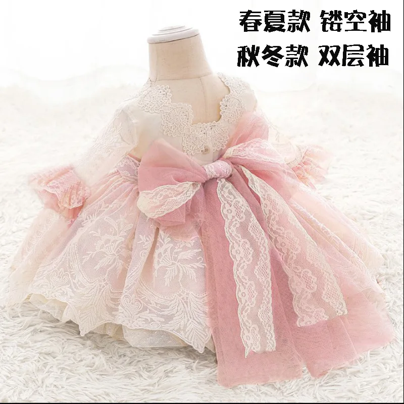 Spanish princess lace mesh baby girl first birthday dress children's pendulum Lolita