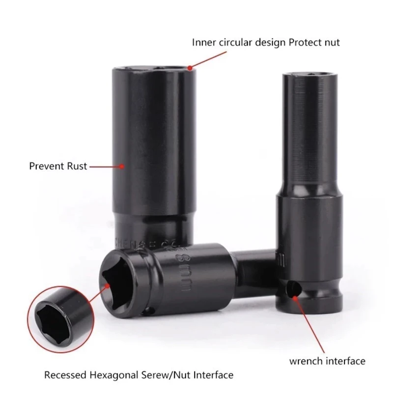 XCAN 드라이브 딥 임팩트 소켓, 8-20mm 공기 공압 소켓 렌치 헤드, 표준 내구성 자동차 자동차 트럭 수리 도구